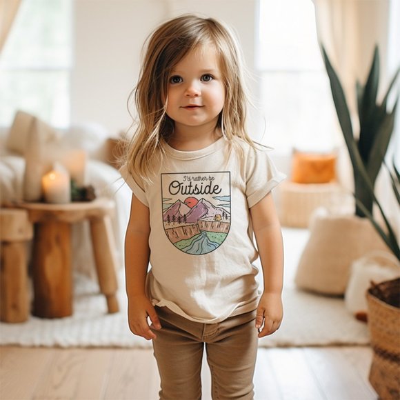 I'd Rather Be Outside Toddler & Youth Shirt - Outdoorsy Nature Lover Graphic Tee - Picture 3 of 4
